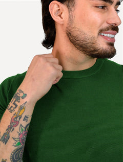 Camiseta Dixen Masculina Tricot Manga Curta Gola Careca Verde