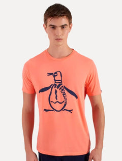 Camiseta Original Penguin Masculina Big Mascot Logo Laranja Coral