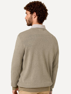 Suéter Dudalina Masculino Tricot Crewneck Básico Cáqui