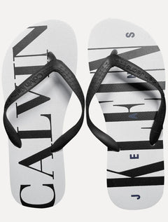Chinelo Calvin Klein Swimwear Serif Font Logo Branco