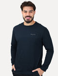 Camiseta Tommy Jeans Masculina Slim Manga Longa Linear Chest Azul Marinho