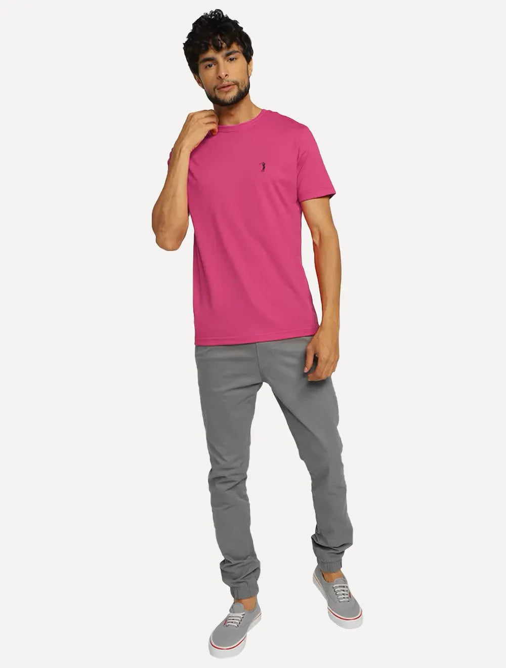 Camiseta Aleatory Masculina Navy Icon Beet Pink Rosa Escuro