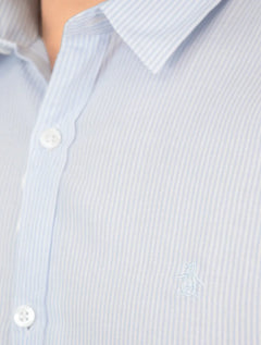 Camisa Original Penguin Masculina Tricoline Fine Stripes Amparo Azul Claro