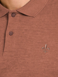 Polo Dudalina Masculina Piquet Basica Logo Bordado Marrom Médio