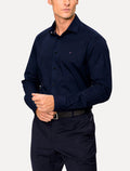 Camisa Tommy Hilfiger Masculina Slim Solid Contrast Azul Marinho