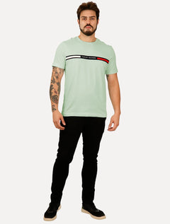 Camiseta Tommy Hilfiger Masculina Chest Insert Logo Verde Claro