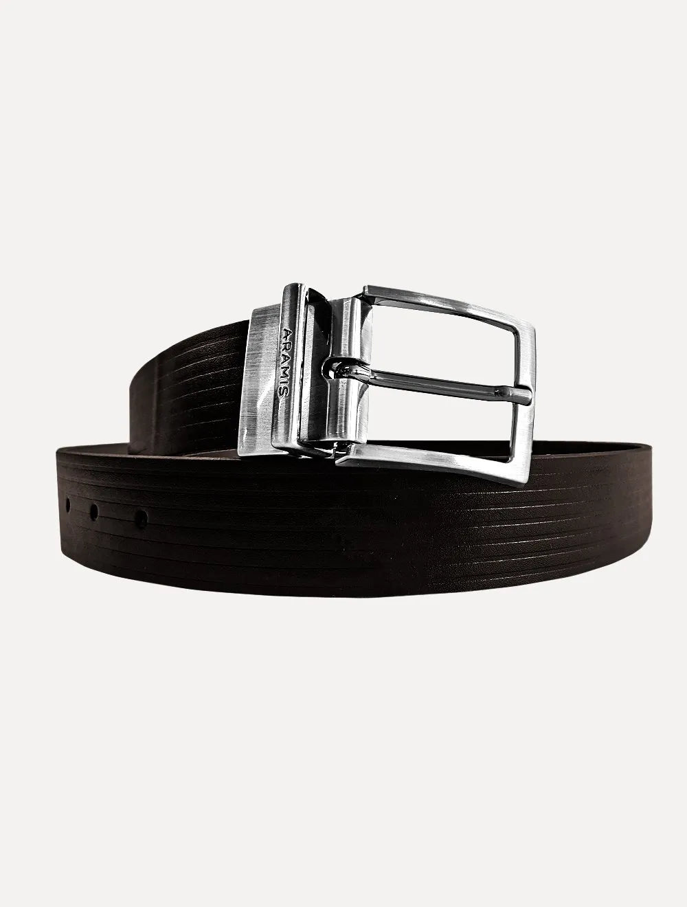 Cinto Aramis Masculino Couro Dupla Face Frisado Marrom Café/Preto