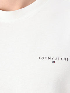 Camiseta Tommy Jeans Masculina Slim Linear Chest Off White