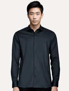 Camisa Aramis Masculina Slim Tricoline Liso Stretch Marinho Escuro