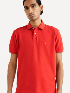 Polo Tommy Hilfiger Masculina Regular Piquet 1985 Light Button Vermelho Escarlate
