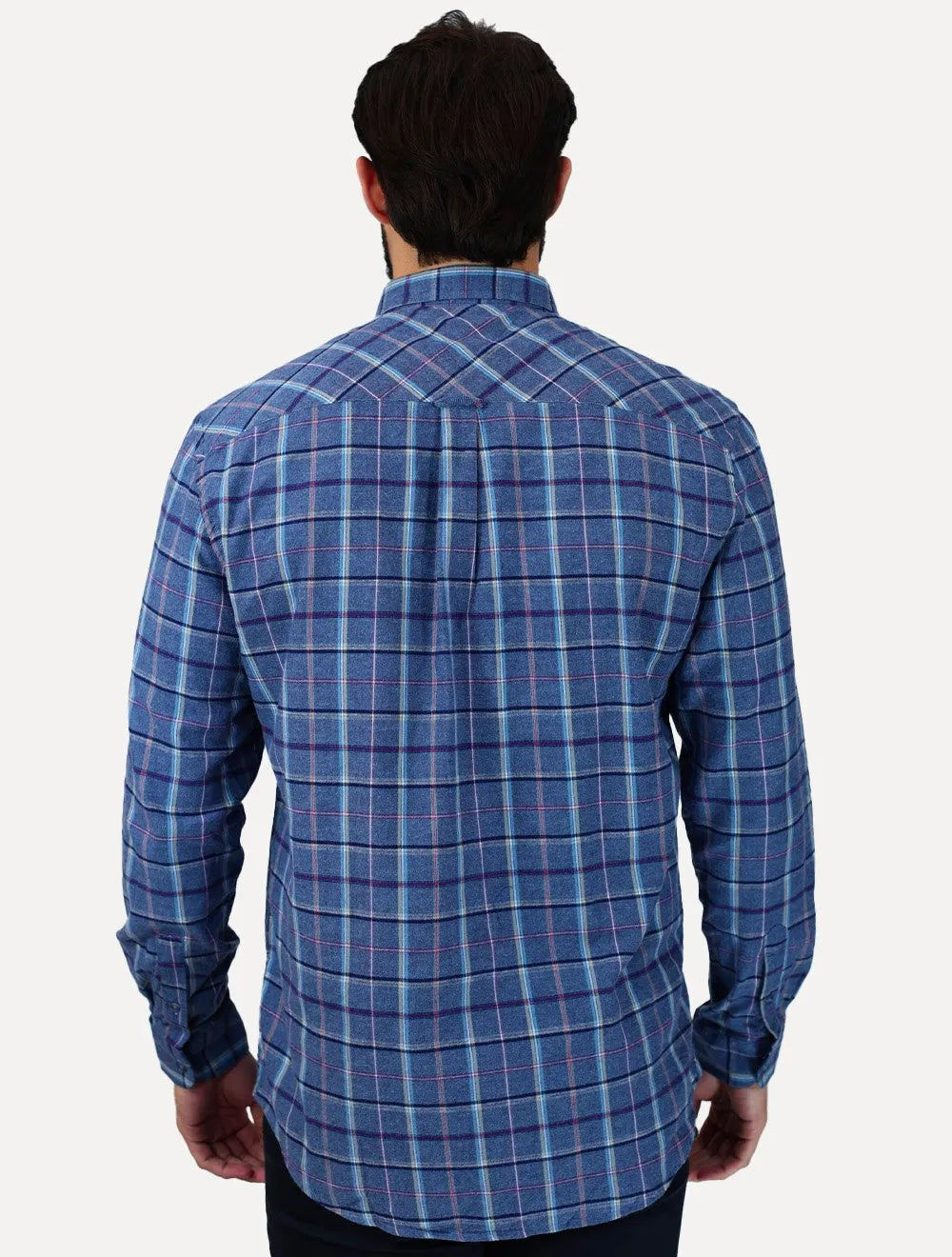 Camisa Tommy Jeans Masculina Regular Xadrez Flannel Check Azul Médio