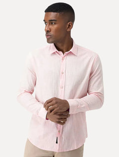 Camisa Aramis Masculina Slim Flame Lisa Rosa Claro