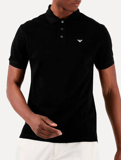 Polo Emporio Armani Masculina Piquet Essential Micro Águia Preto