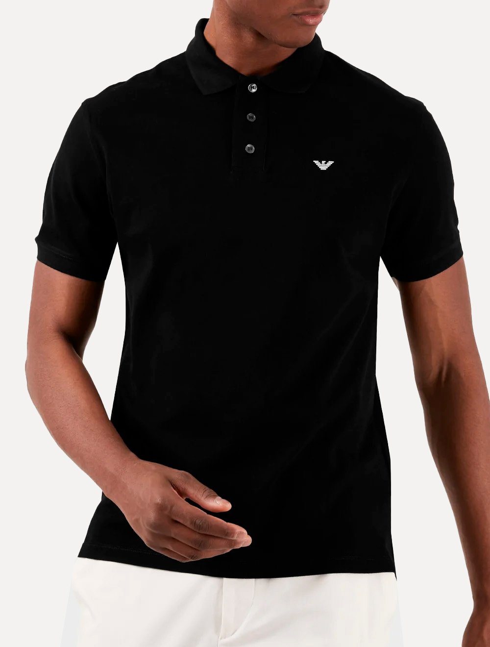 Polo Emporio Armani Masculina Piquet Essential Micro Águia Preto