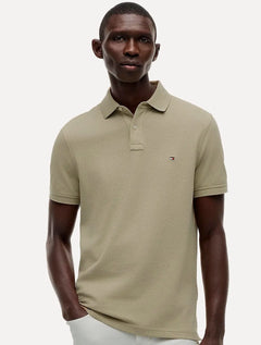 Polo Tommy Hilfiger Masculina Slim Piquet 1985 Cáqui Médio