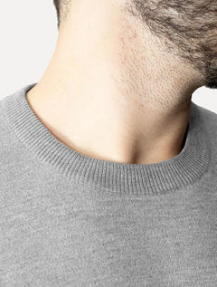 Suéter Dixen Masculino Tricot Crewneck Liso Cinza Mescla Escuro