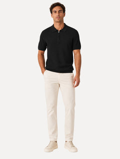 Polo Dixen Masculina Tricot Texturizada Manga Curta Ziper Preta