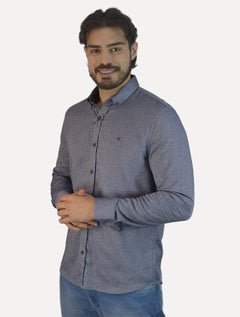 Camisa Calvin Klein Jeans Masculina Regular Oxford Leve Logo Azul Marinho