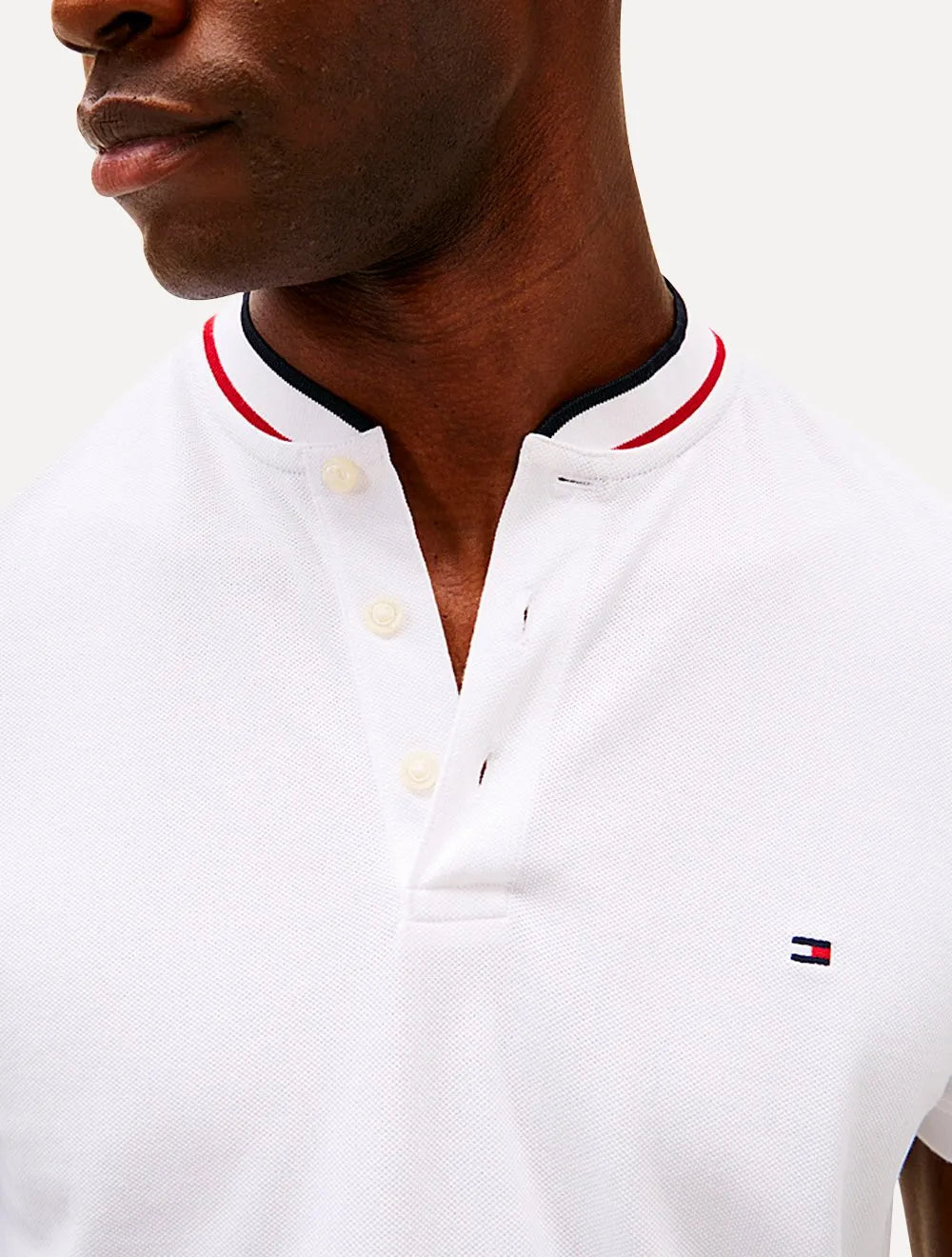 Polo Tommy Hilfiger Masculina Slim Tipped Gola Portuguesa Branca