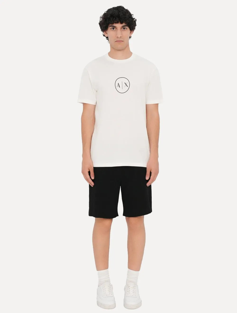 Camiseta Armani Exchange Masculina Regular Circle AX Logo Off White