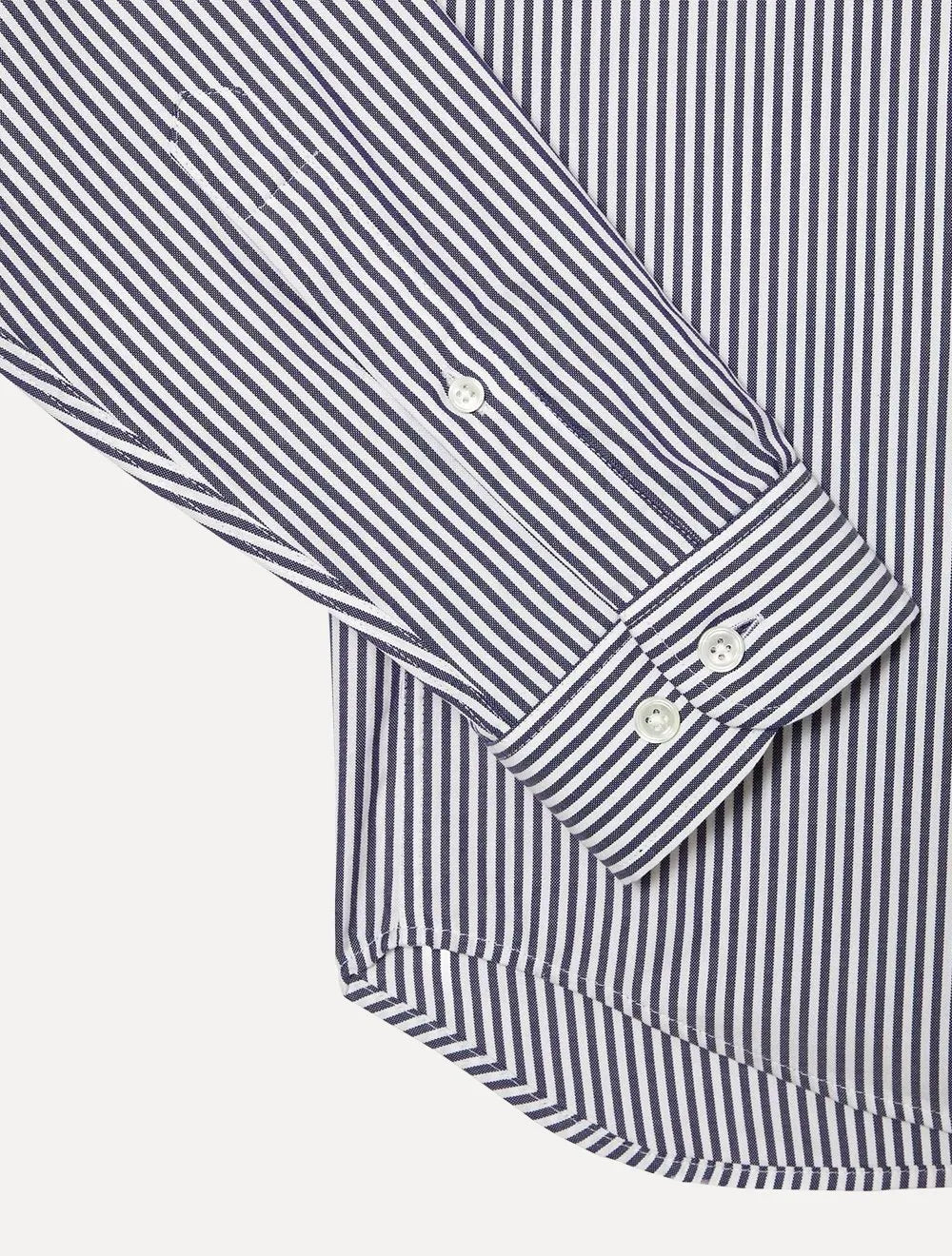Camisa Lacoste Masculina Regular Stripes Blanc Marine Branca