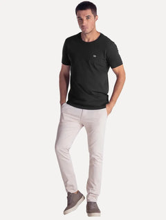 Camiseta King & Joe Masculina Slim Basic Light Small Logo Preta