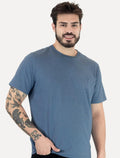 Camiseta Dudalina Masculina Melange Color Azul Médio