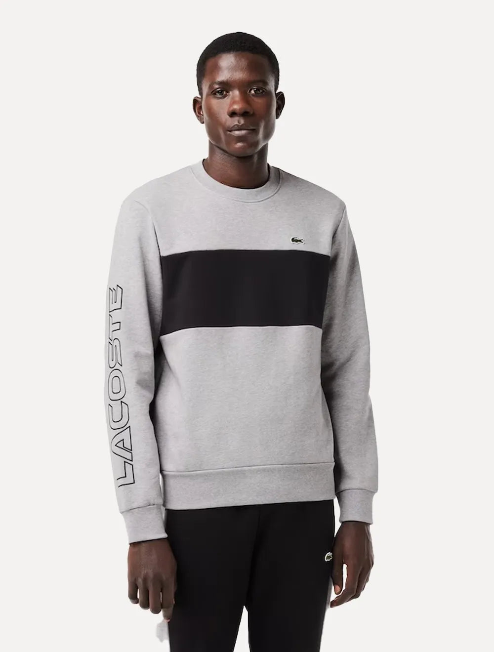 Moletom Lacoste Masculino Jogger 3D Print Colorblock Cinza/ Preto