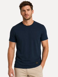 Camiseta King & Joe Masculina Slim Textura Mini Quadrille Azul Marinho