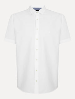 Camisa Dudalina Masculina Manga Curta Comfort Superfine Cotton Mono Logo Lisa Branca