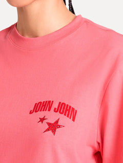 Camiseta John John Feminina Ampla No Grip Rosa