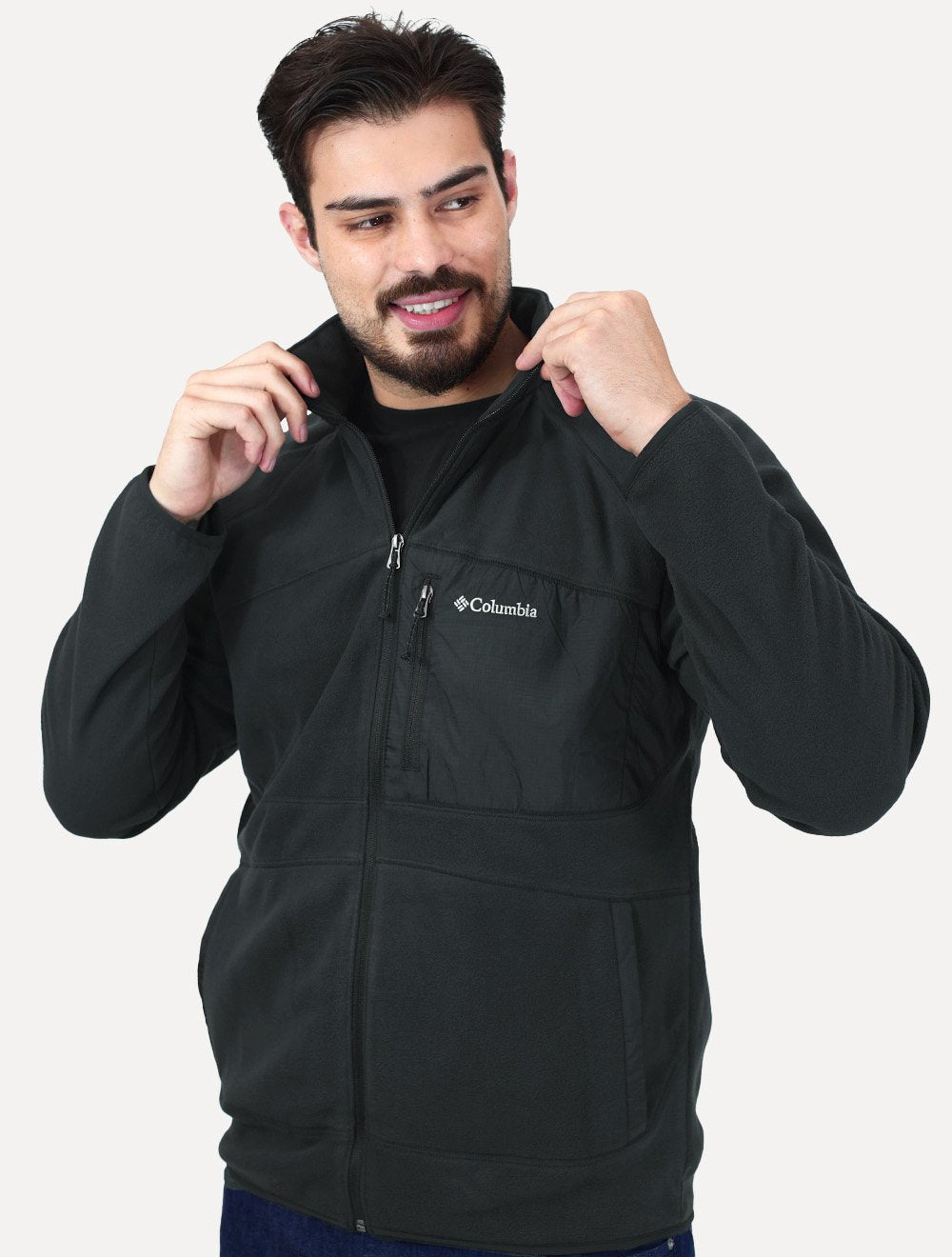 Blusa Columbia Masculina Fast Trek Overlay Full Zip Preta