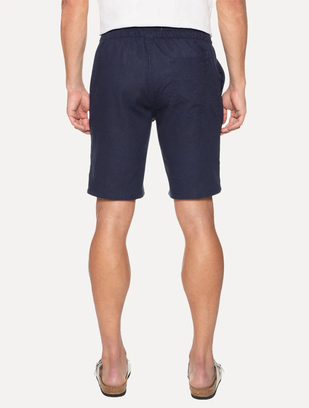 Bermuda Sergio K Masculina Elastico Linho Casual Azul Marinho
