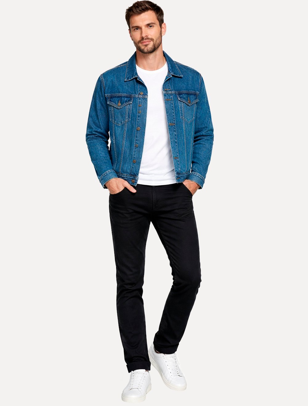 Jaqueta Levis Jeans Masculina Trucker Relaxed Azul Médio