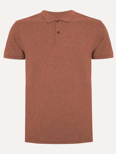 Polo Dudalina Masculina Piquet Basica Logo Bordado Marrom Médio