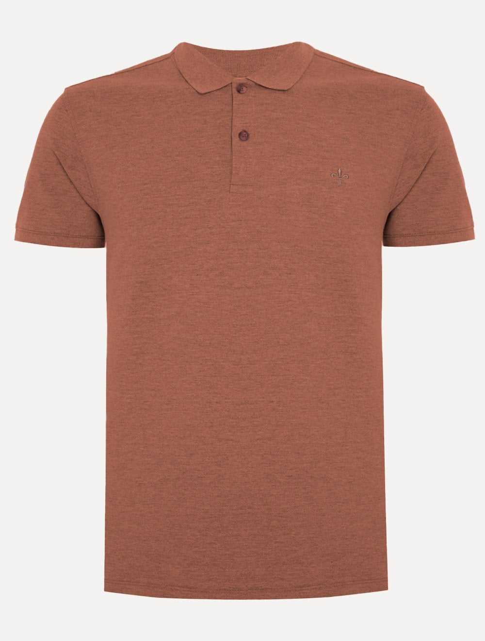 Polo Dudalina Masculina Piquet Basica Logo Bordado Marrom Médio