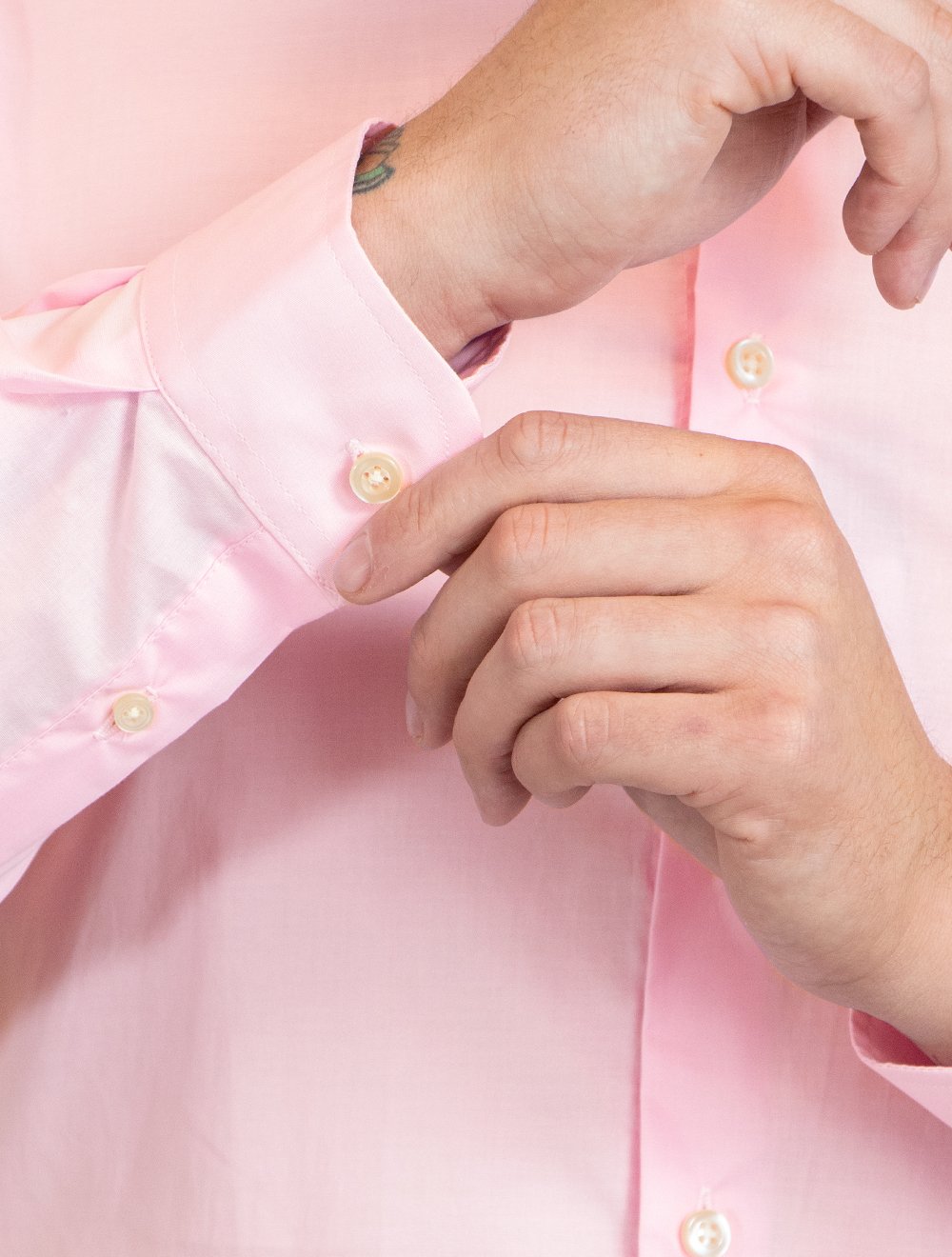 Camisa Ralph Lauren Masculina Slim Office Mono Stretch Rosa Claro