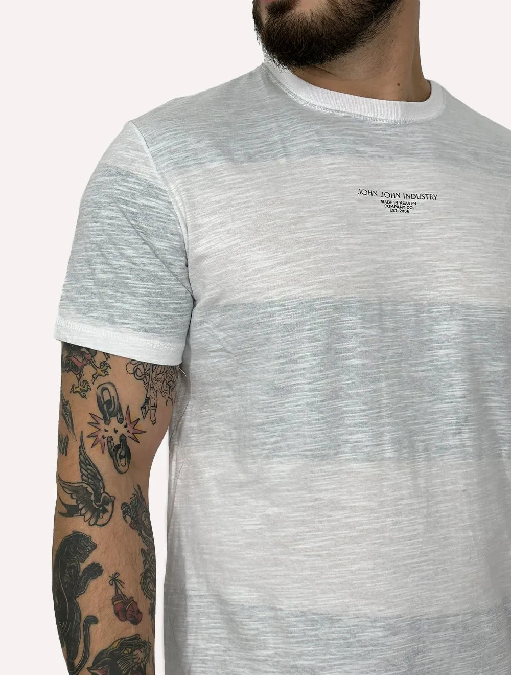 Camiseta John John Masculina Regular Noise Block Branca/Cinza