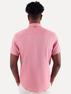 Camisa Original Penguin Masculina Manga Curta Regular Oxford Vermelho Mescla