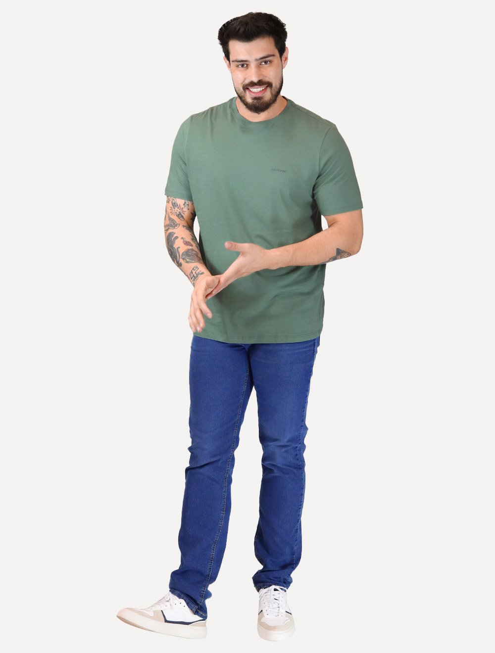 Camiseta Individual Masculina Comfort Relevo Silk Logo Verde