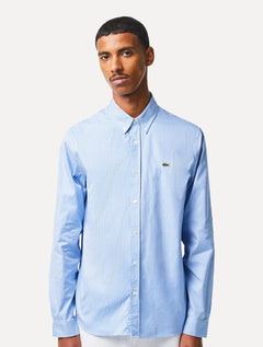 Camisa Lacoste Masculina Regular Casual Cotton Xadrez Azul/Branca