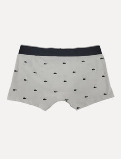 Cueca Lacoste Trunk Boxer Jersey Croco Print Branca Vermelha Cinza Pack 3UN