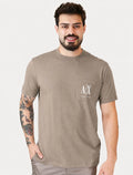 Camiseta Armani Exchange Masculina Regular Fit Pocket AX Logo Cáqui