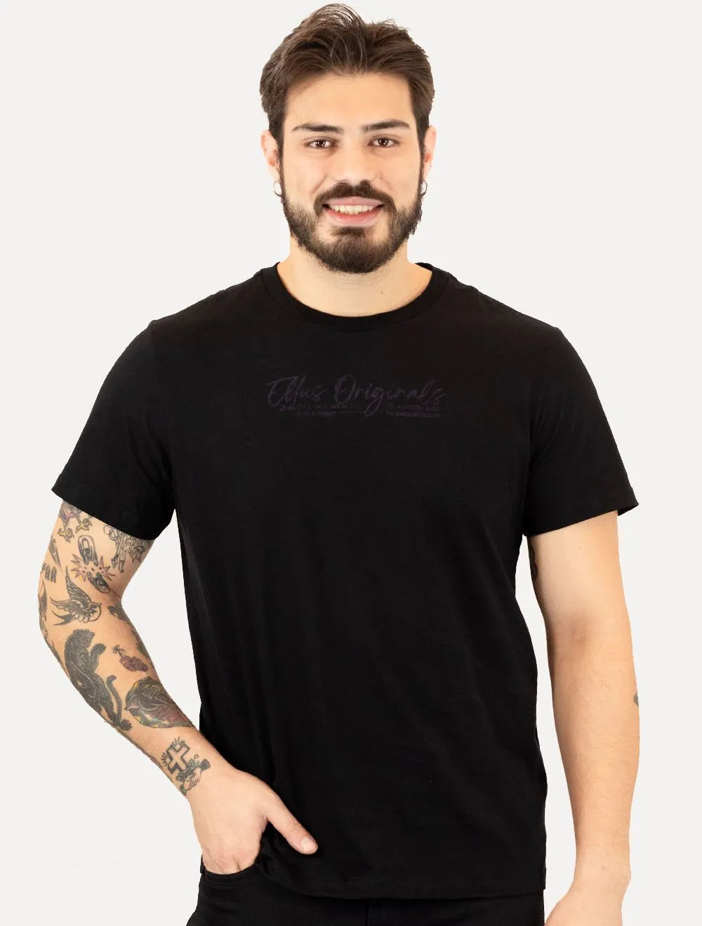 Camiseta Ellus Masculina Cotton Fine Originals Classic Preta