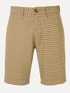 Bermuda Dudalina Masculina Sarja Slim Fio Tinto Listrada Marrom Médio