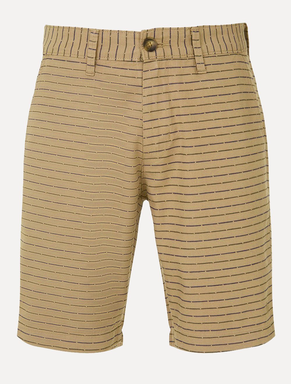 Bermuda Dudalina Masculina Sarja Slim Fio Tinto Listrada Marrom Médio