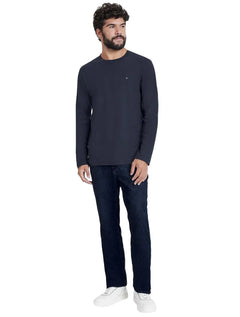 Camiseta Aramis Masculina Manga Longa Basica Logo Azul Marinho