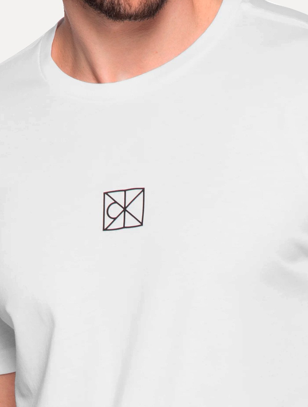 Camiseta Calvin Klein Masculina Center CK Rubber Patch Branca