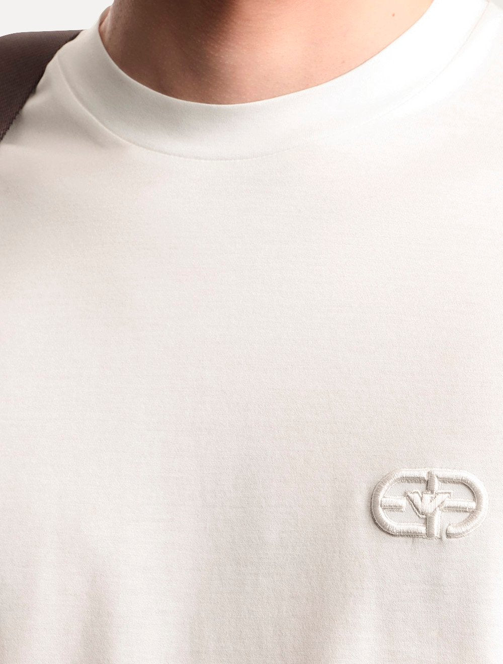 Camiseta Emporio Armani Masculina Lyocell Embroidery Logo Off-White