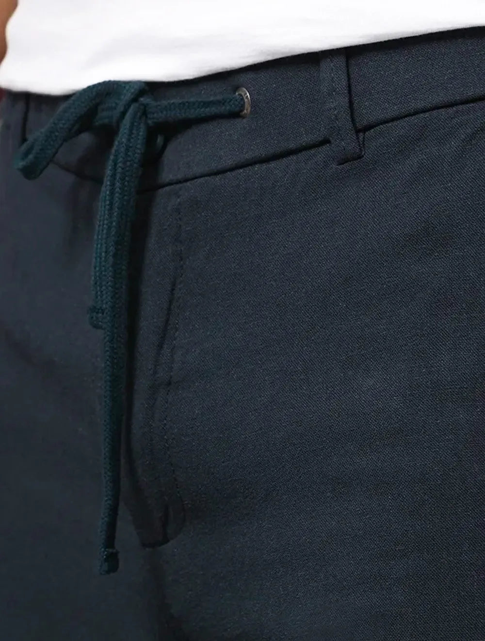 Bermuda Calvin Klein Jeans Masculina Cadarço Linen Azul Marinho